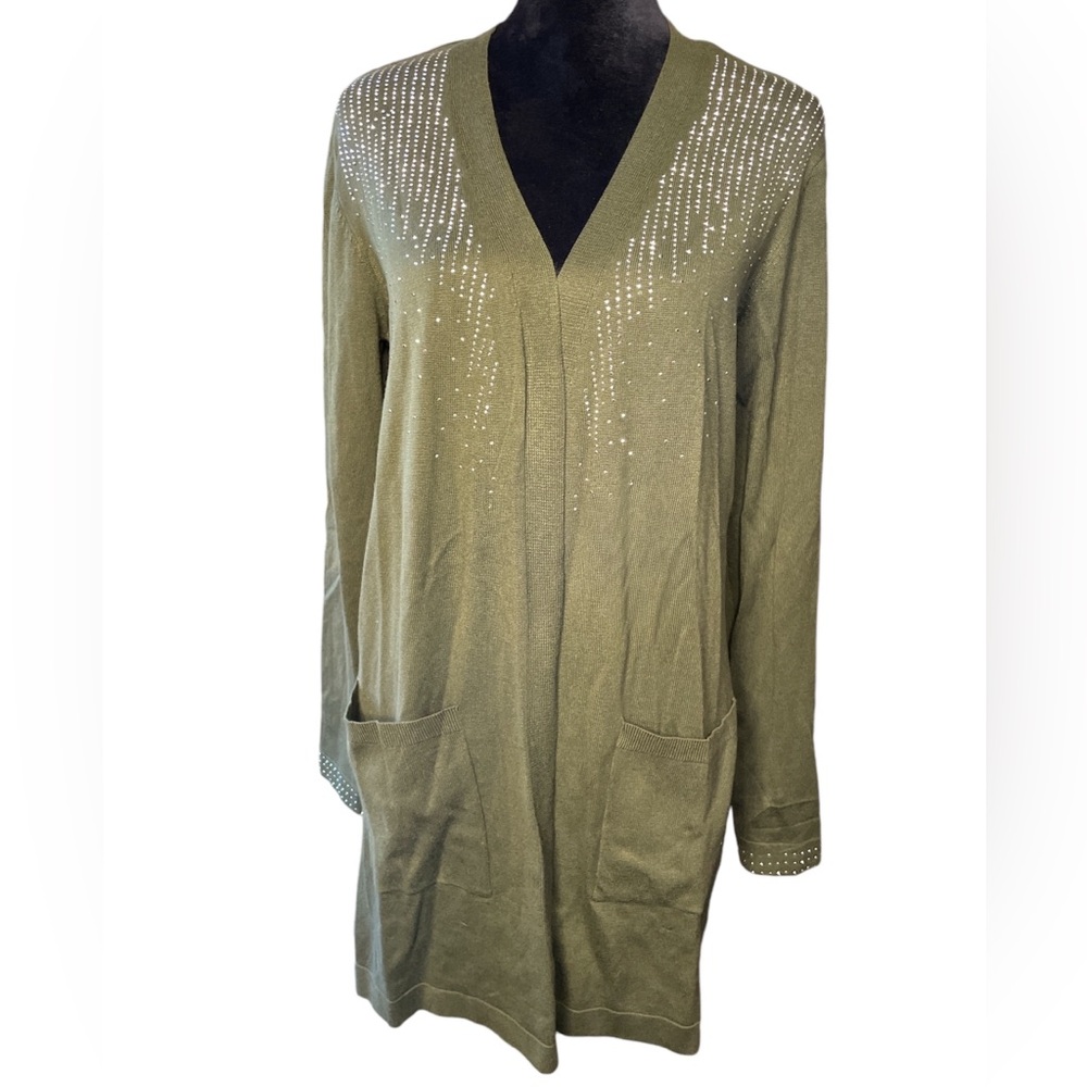 Love Forever Olive Green Cardigan- With Rhinestones
